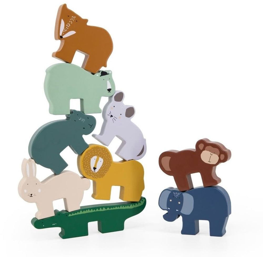 Trixie houten stapeldieren - met 9 dierenpopjes - 100%fsc hout - inzicht spel - voor kinderen vanaf 18m+