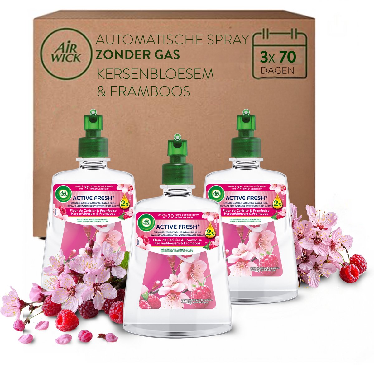 Air wick - active fresh luchtverfrisser kersenbloesem + 3 navullingen