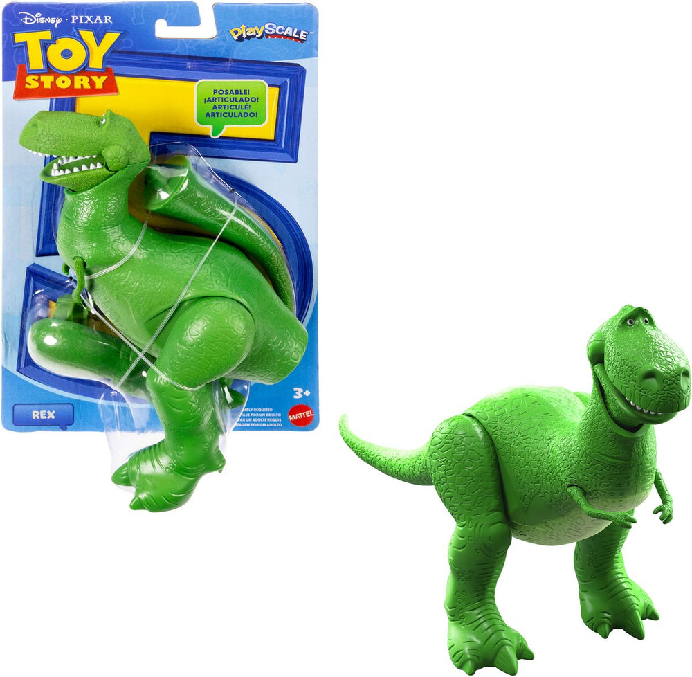 Mattel disney en pixar toy story rex figuur - 18,5 cm groot met 8 beweegbare gewrichten