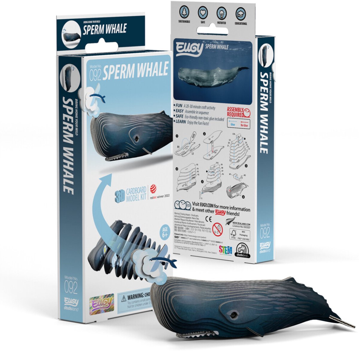 Eugy 3d puzzel - potvis - zeedieren - duurzaam - verzamel ze allemaal - 6 jaar