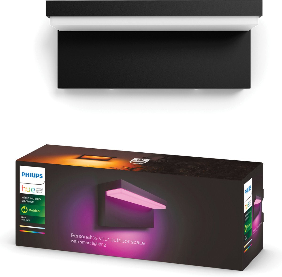Philips hue nyro muurlamp - wit en gekleurd licht - zwart