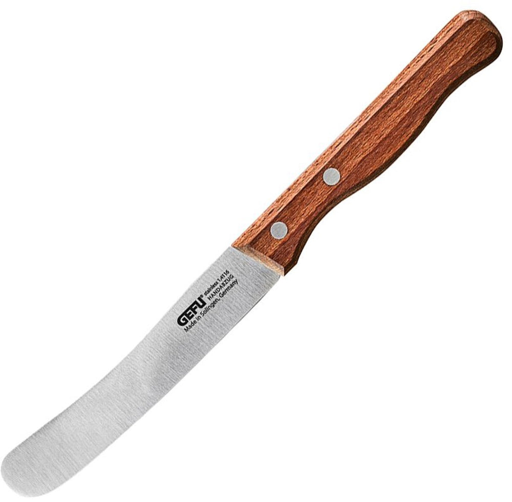 Gefu stulle smeermes 11 cm – ontbijtmes – duits lemmetstaal – walnotenhouten handgreep