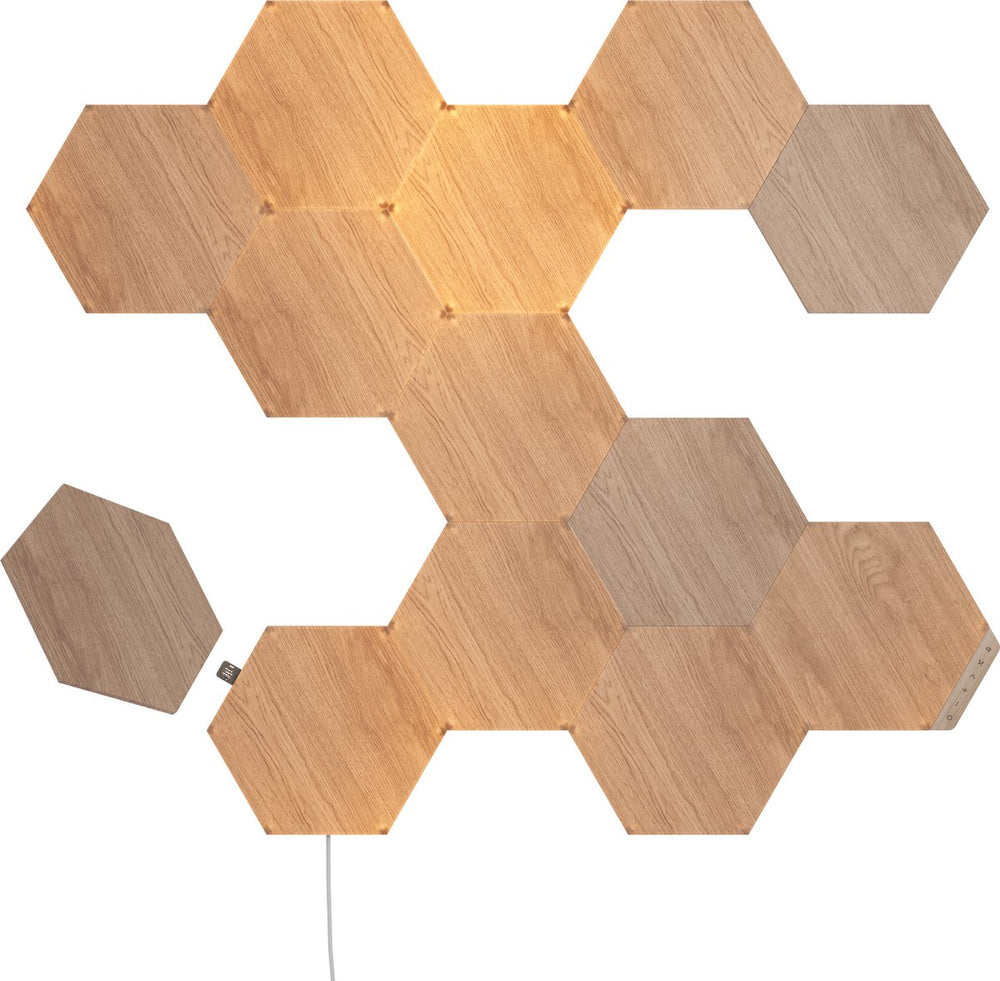 Nanoleaf elements hexagons starterkit - slimme verlichting - 13 led panelen - houteffect - google