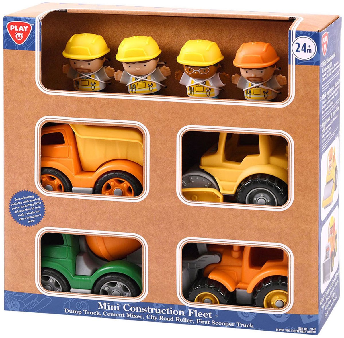 Speel mini constructie voertuigen met figuren speelset, 8dlg.