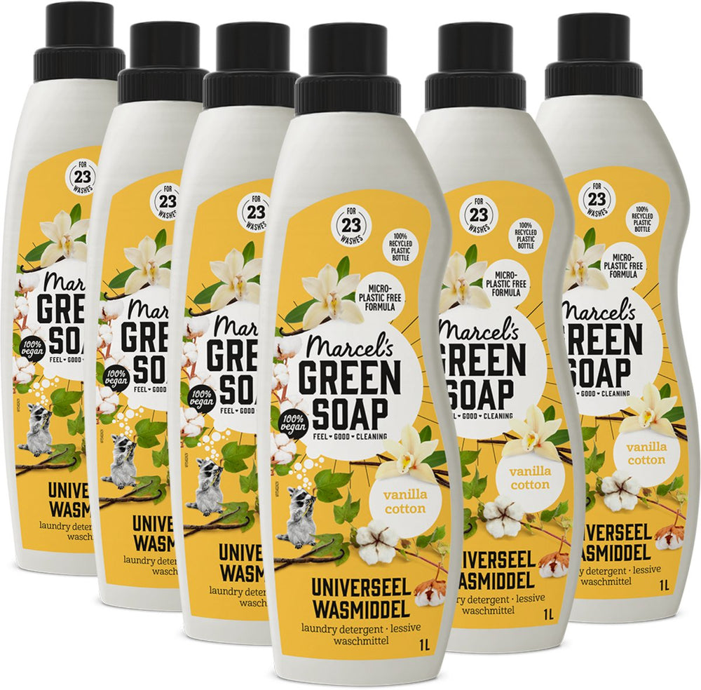 Marcel's green soap universeel wasmiddel - vanille katoen - 6 x 1l - 138 wasbeurten