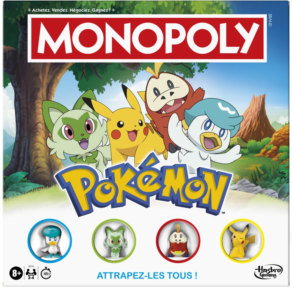 Monopoly édition pokémon, jeu de plateau pour enfants et fans de pokémon, jeux familiaux, à partir de 8 ans