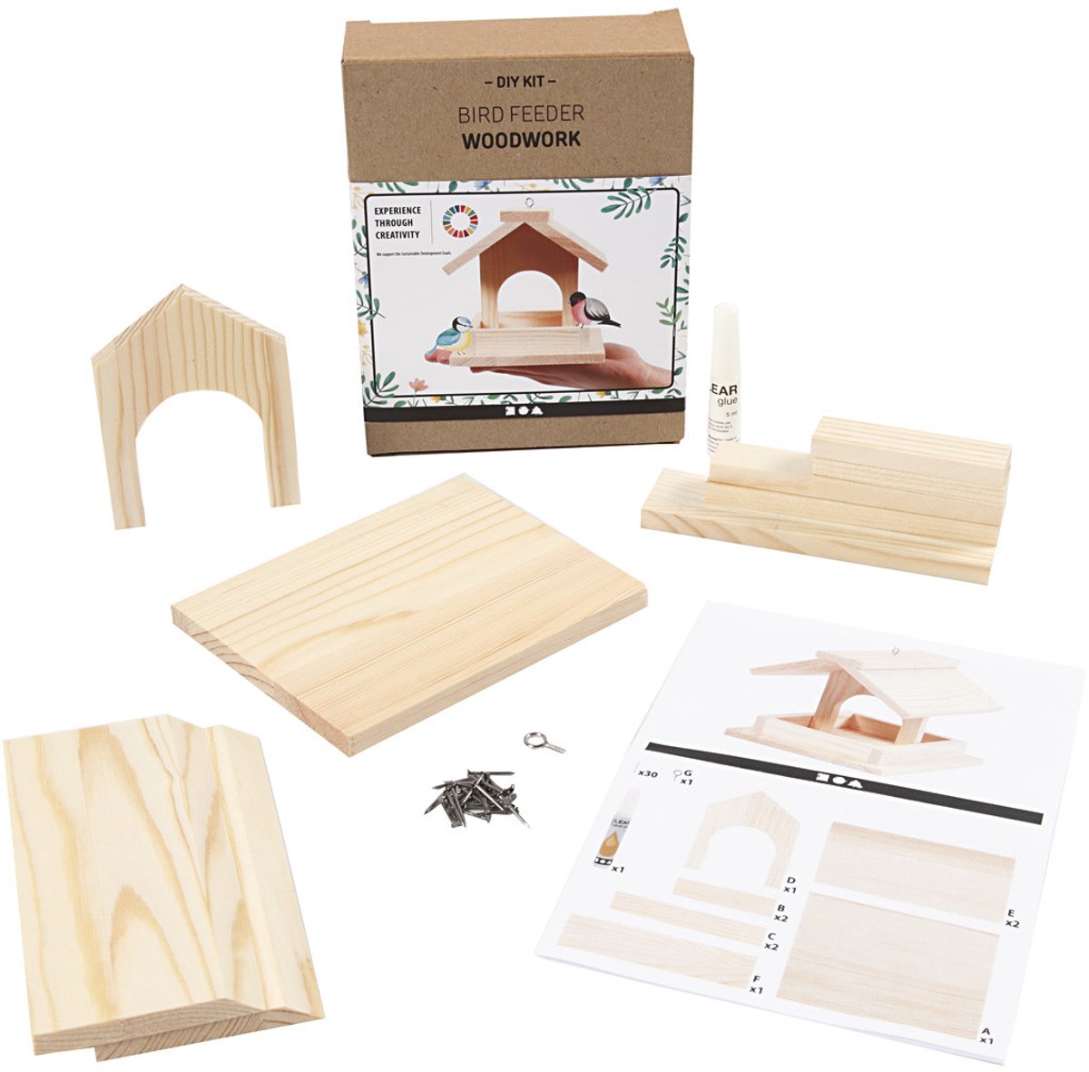 Creativ company diy vogelvoederhuis grenen 12,5 cm
