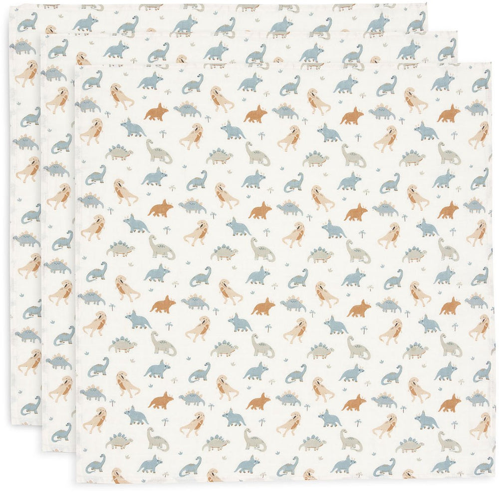 Jollein - hydrofiele doek small 70x70cm - spuugdoekjes - zacht katoen - 3 stuks - roarsome