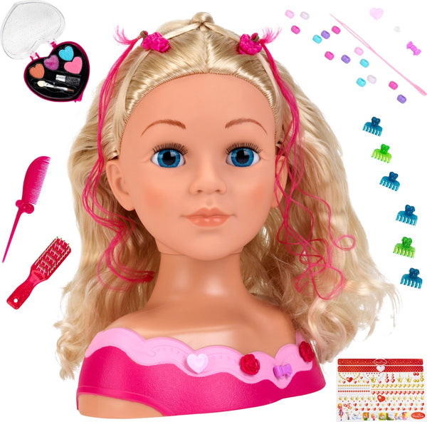 Klein toys - princess coralie kaphoofd met make-up - 27 cm