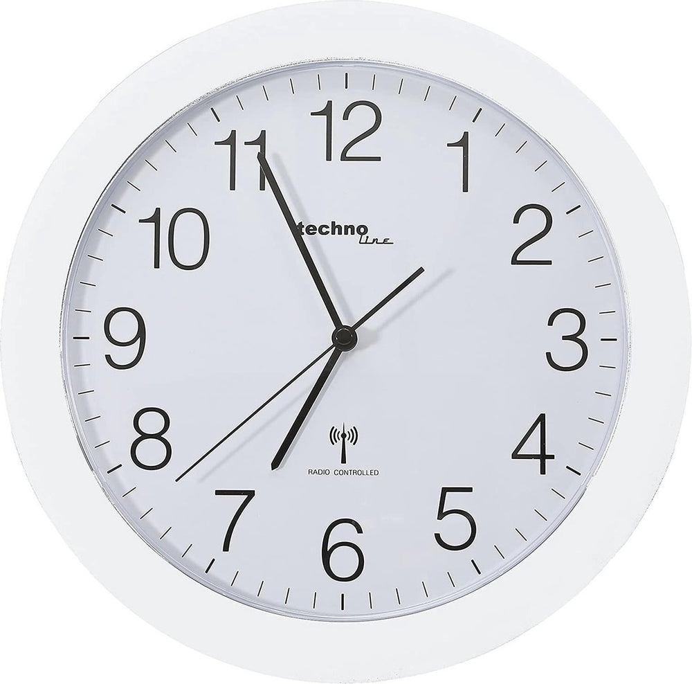 Technoline wt 8000 white - wandklok - analoog - rond - kunststof raam - radiogestuurde tijdsaanduiding - wit