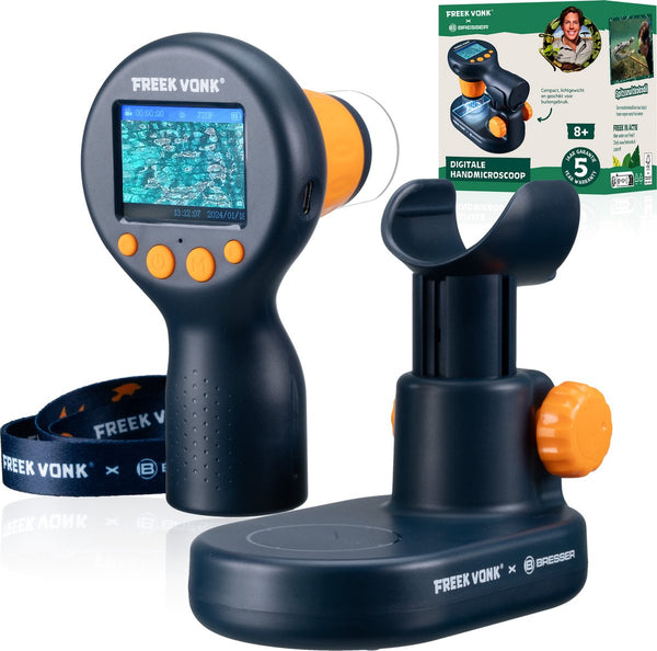 Bresser freek vonk x handmicroscoop - digitaal scherm - tot 600x vergroten - incl. standaard en accessoireset