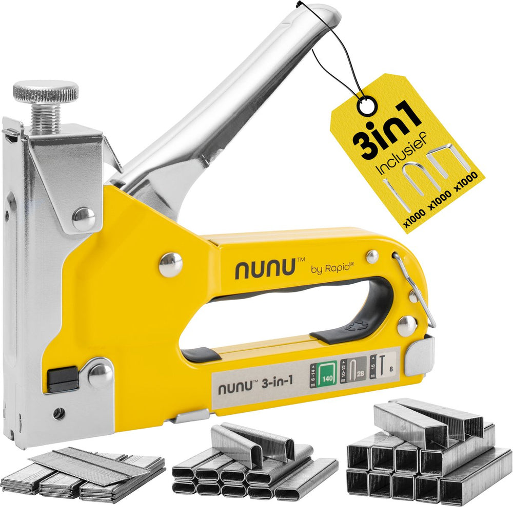 Rapid nunu 3-in-1 handtacker - set met 3.000 nietjes en brands