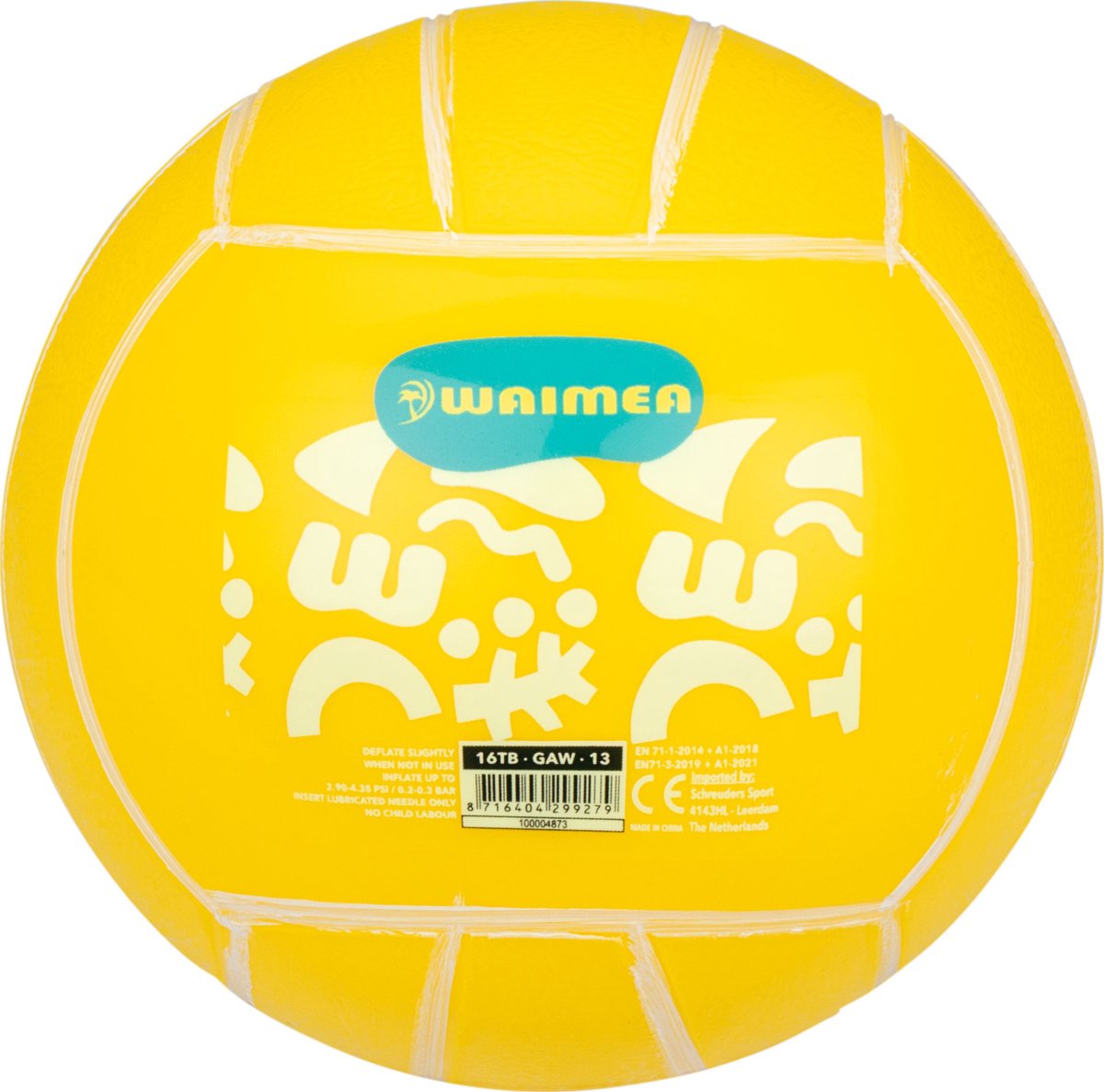 Waimea strandbal pvc - 13 cm - fluorgeel - 13