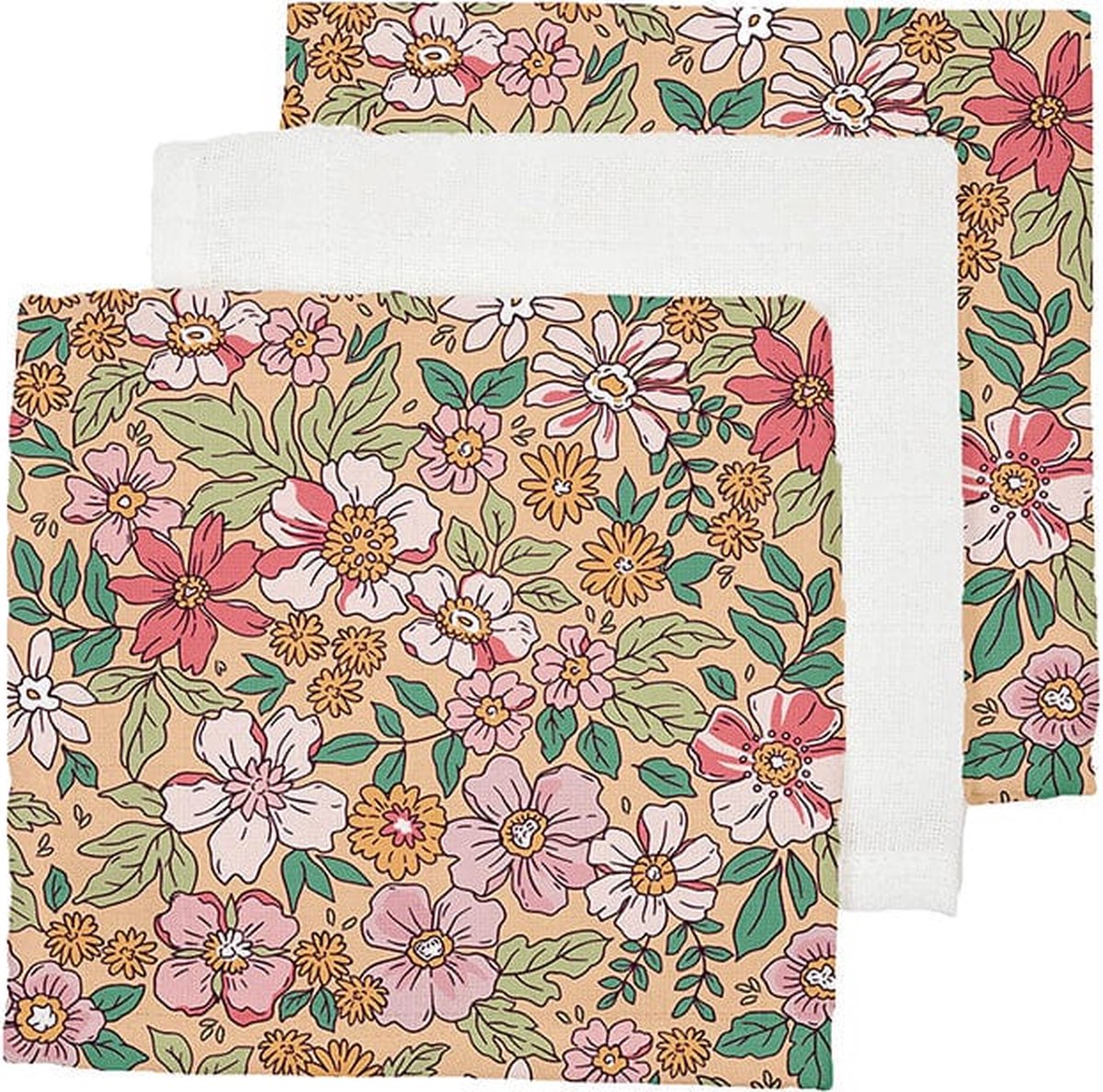 Bloesem | meerkleurige hydrofiele doeken 25 x 25 cm - 3 stuks