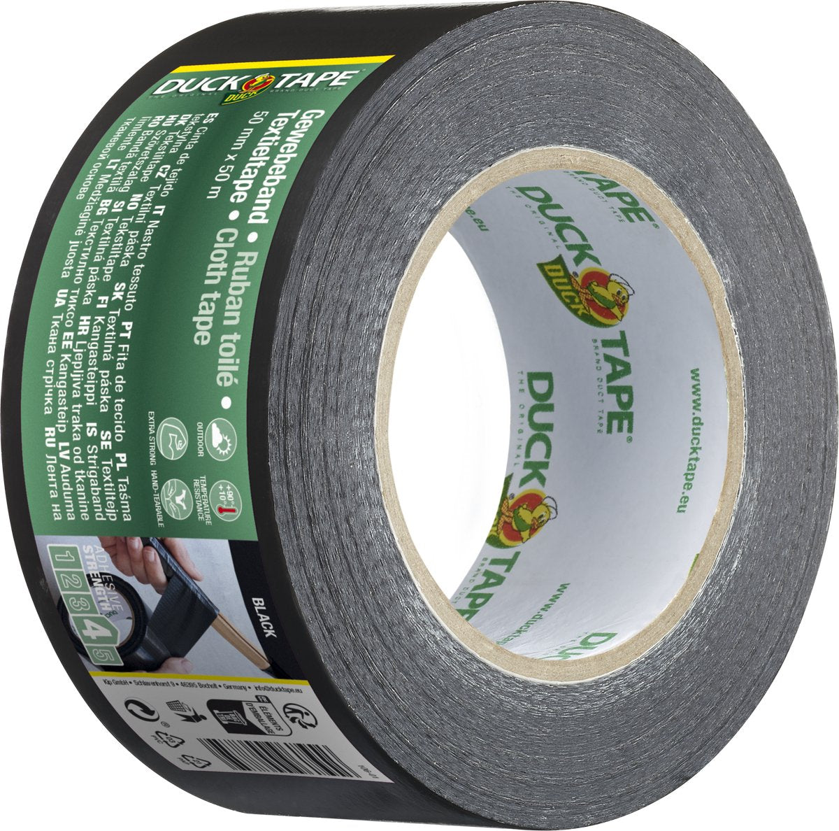 Ducktape original - premium duct tape textieltape - zwart 50 mm x 5 m - weerbestendig, waterdicht en met de hand afscheurbaar - universeel inzetbaar voor langdurig repareren, afdichten en beschermen van steen, metaal en hout