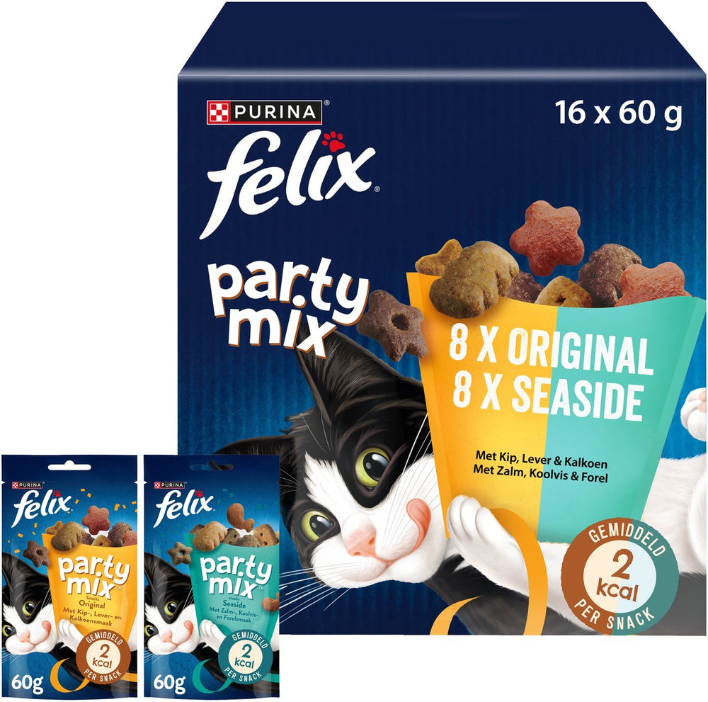 Felix party mix - kattensnacks - kattensnoepjes - original seaside - 16 x 60 g
