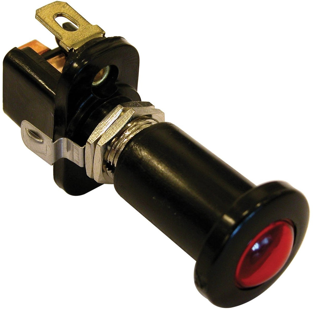 Carpoint trekschakelaar met rode indicator – 12v inbouwschakelaar – verlichte trekschakelaar – compact design – zwart