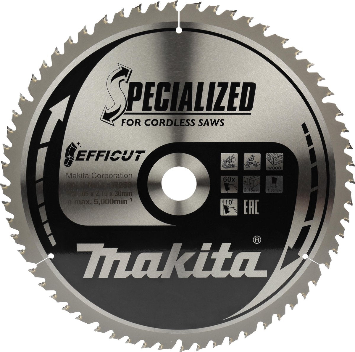 Makita accessoires makita afkortzaagblad voor hout | efficut | ø 305mm asgat 30mm 60t - b-67309