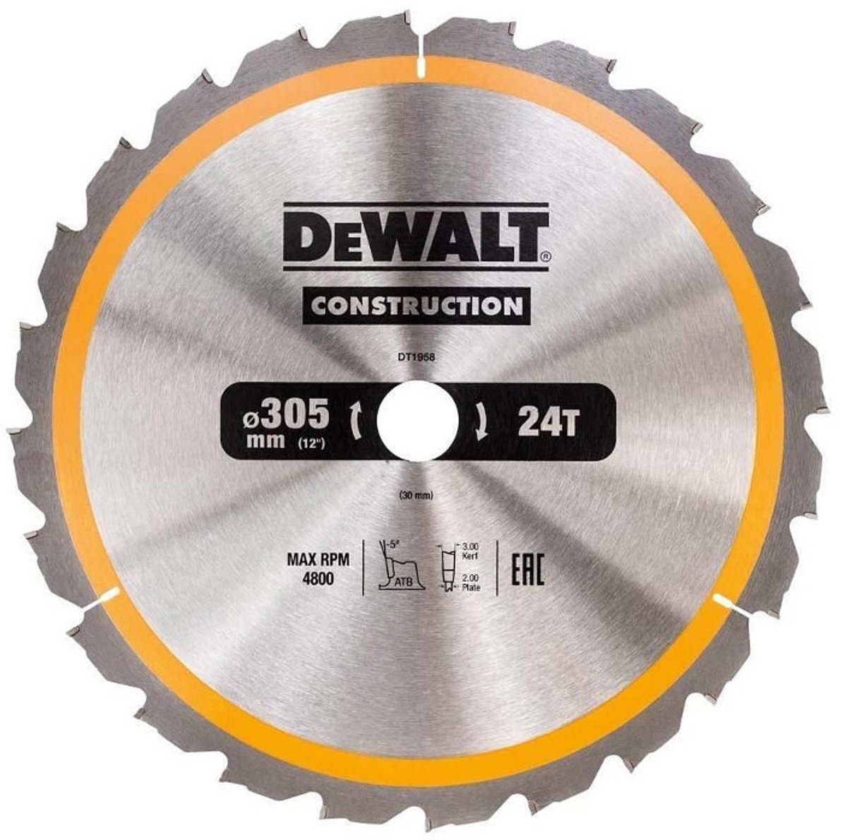 Dewalt dt1960-qz - cirkelzaagblad - 305mm - 60 tanden - atb geometrie