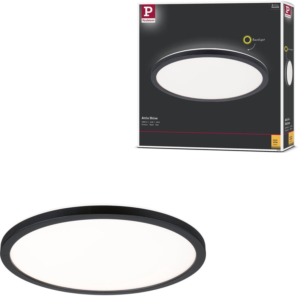 Paulmann led-paneel atria shine backlight rond 293 mm 16w 1600lm 3000k zwart