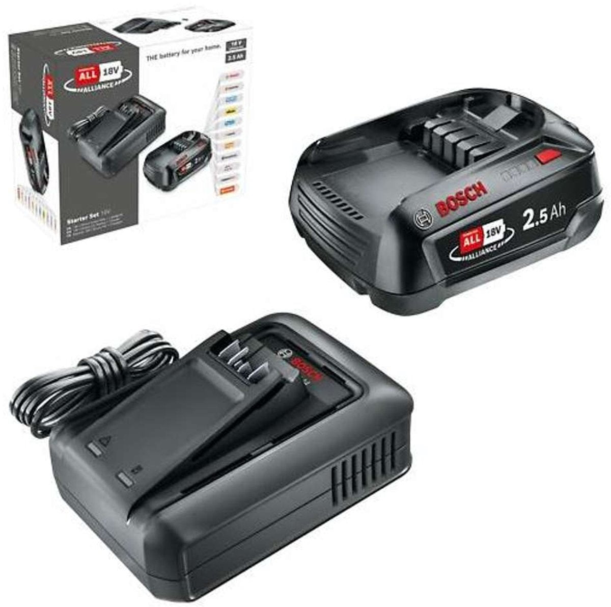 Bosch gereedschap - set van 4,4a lader en 1x accu 2,5 ah li-ion 1600a031t4