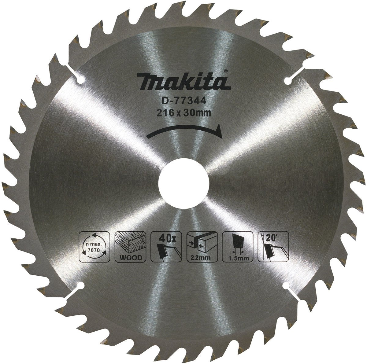Makita accessoires makita d-77344 afkortzaagblad hout | 216 x 30 mm | 40-tands