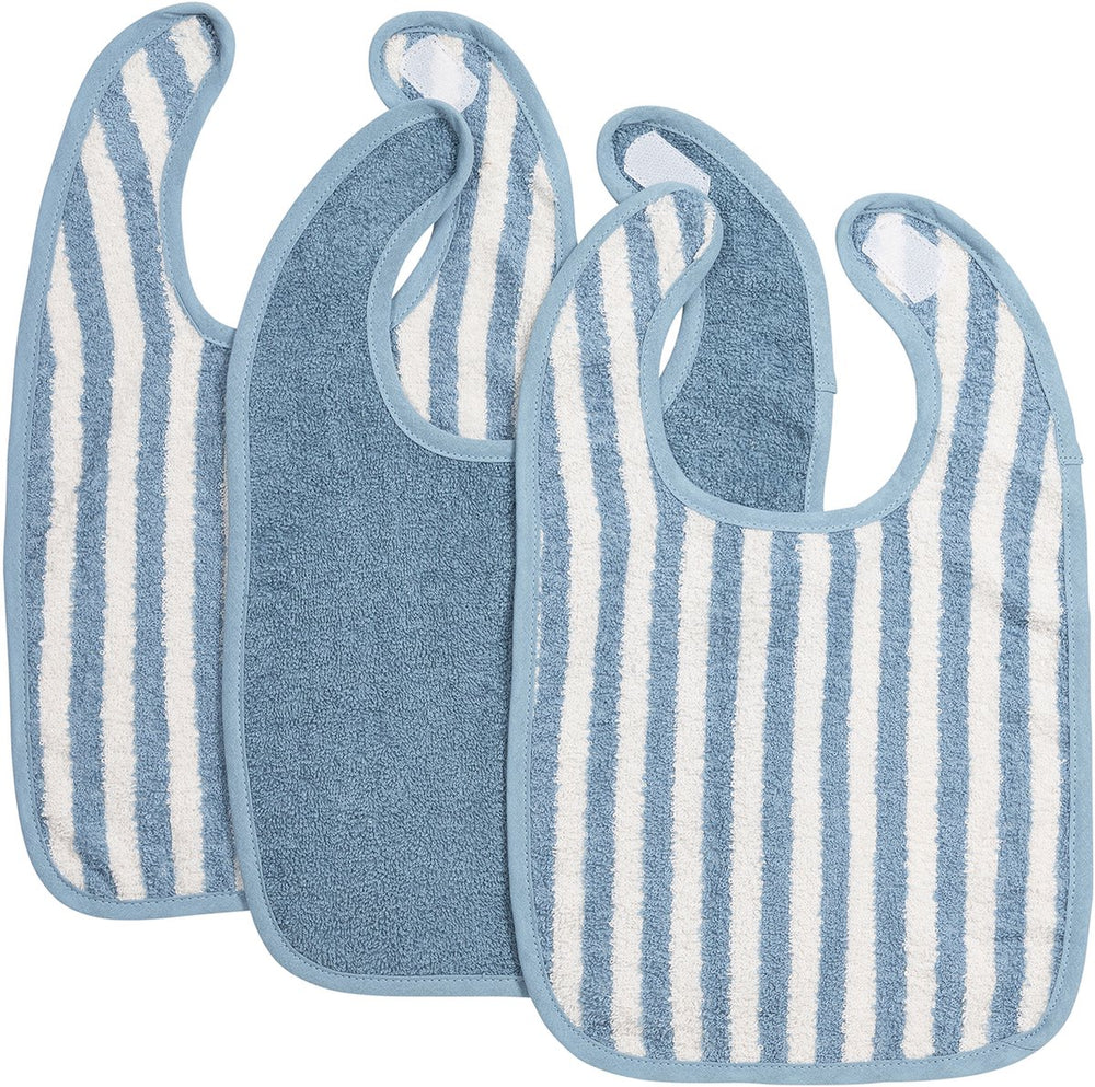 Meyco baby fat stripe slab - 3-pack - jacquard badstof - jeans blue