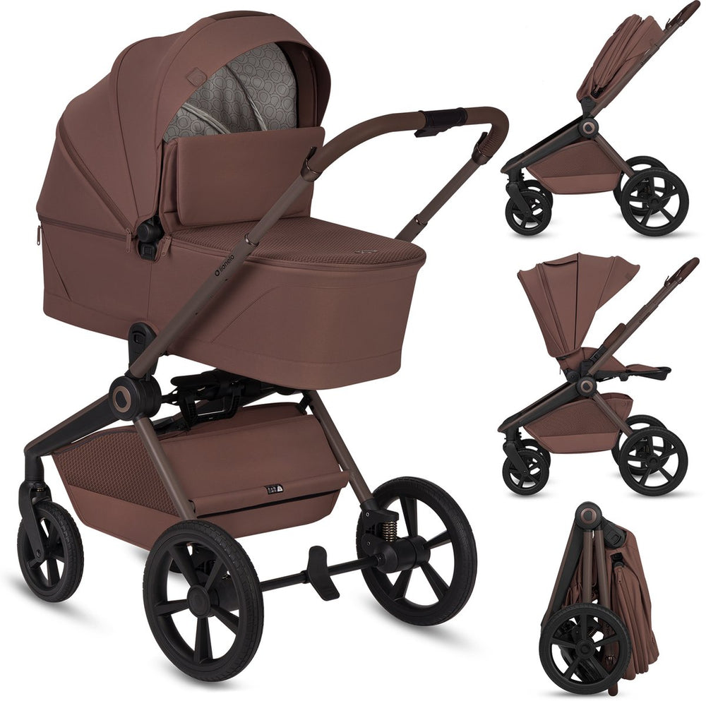 Lionelo freya 3in1 kinderwagen set – reiswieg, wandelwagen astrid i-size autostoel (40–87 cm) –premium - vanaf geboorte tot 22 kg – pu-wielen met vering – omkeerbare zitting – upf50+ kap