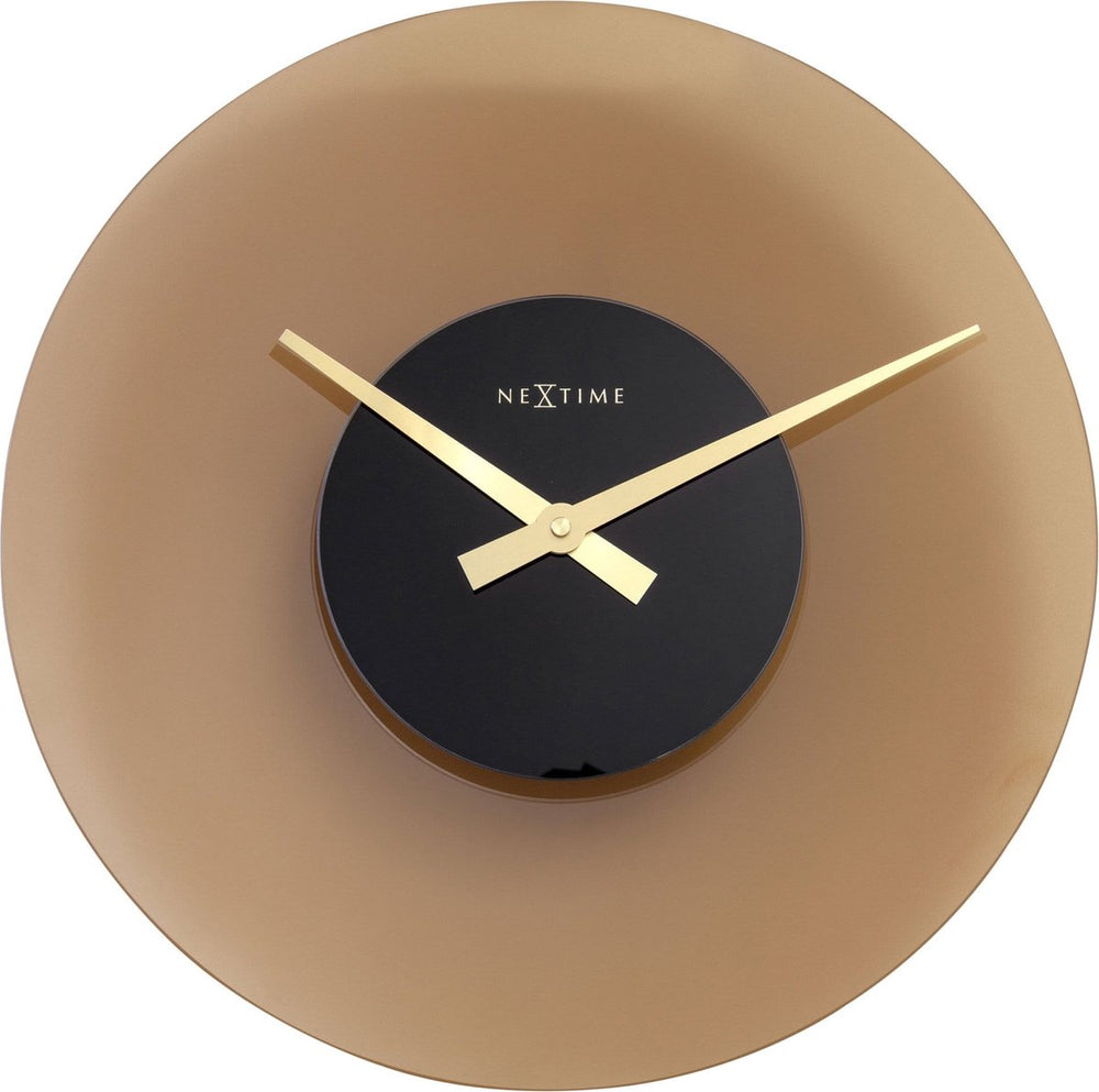 Nextime float – stille wandklok – 40 cm – glas – mat bruin