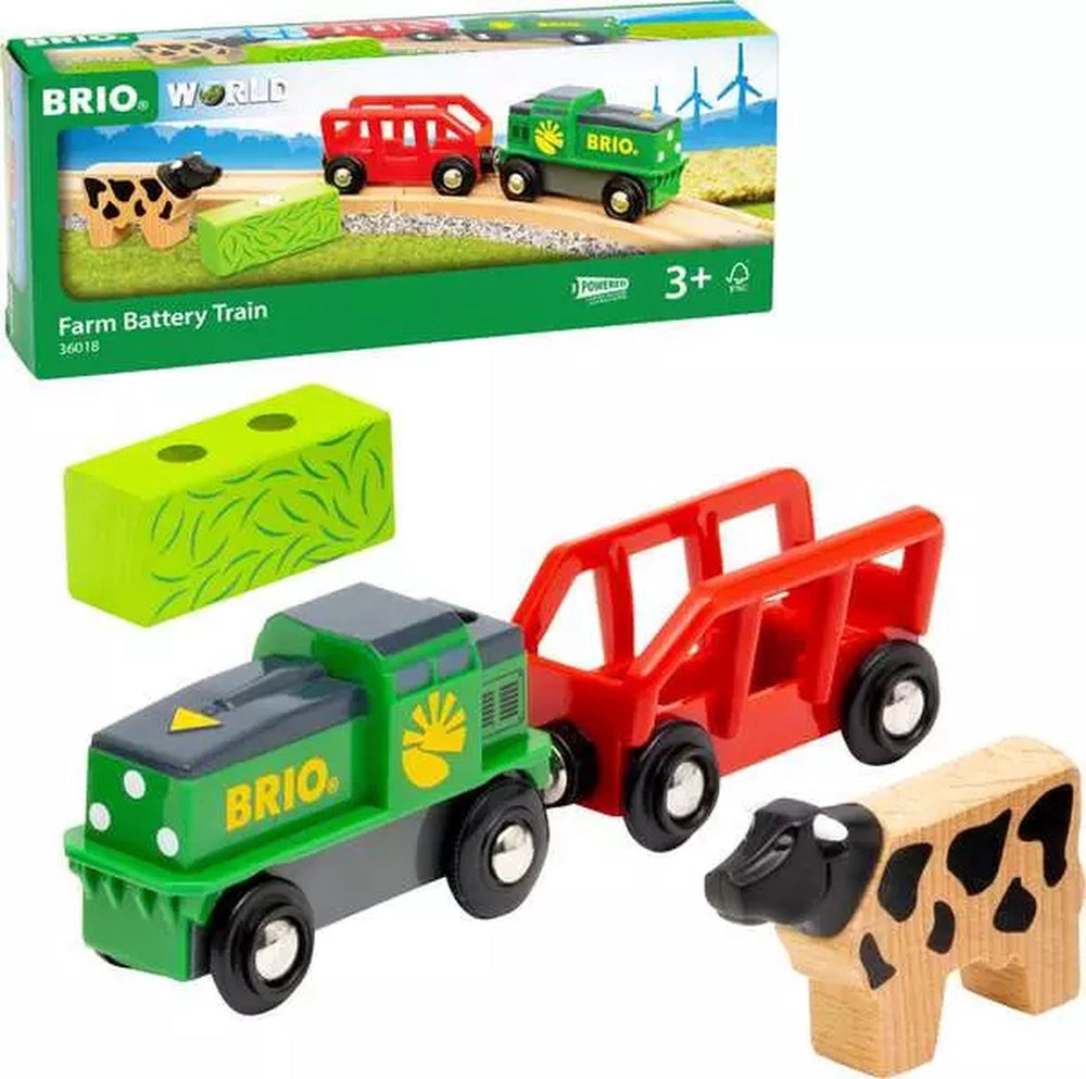 Brio world boerderijtrein op batterijen - speeltrein voor kinderen vanaf 3 jaar - 36018