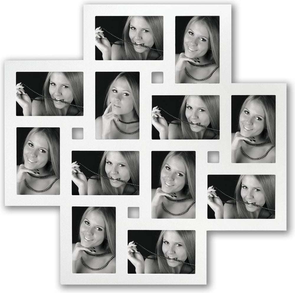 Zep - multi fotolijst milano wit voor 12 foto's 10x15 afmeting 59,5x60 - mf104