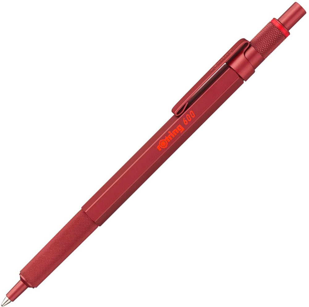 Rotring 600-balpen | medium punt | zwarte inkt | rood behuizing | navulbaar