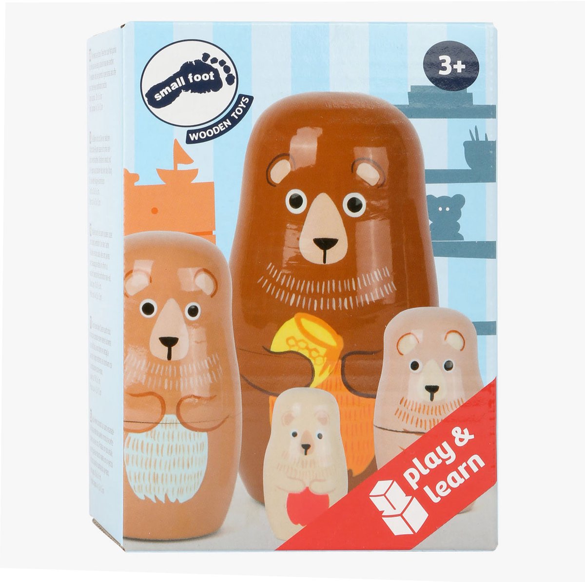 Small foot - wooden nesting dolls bear family