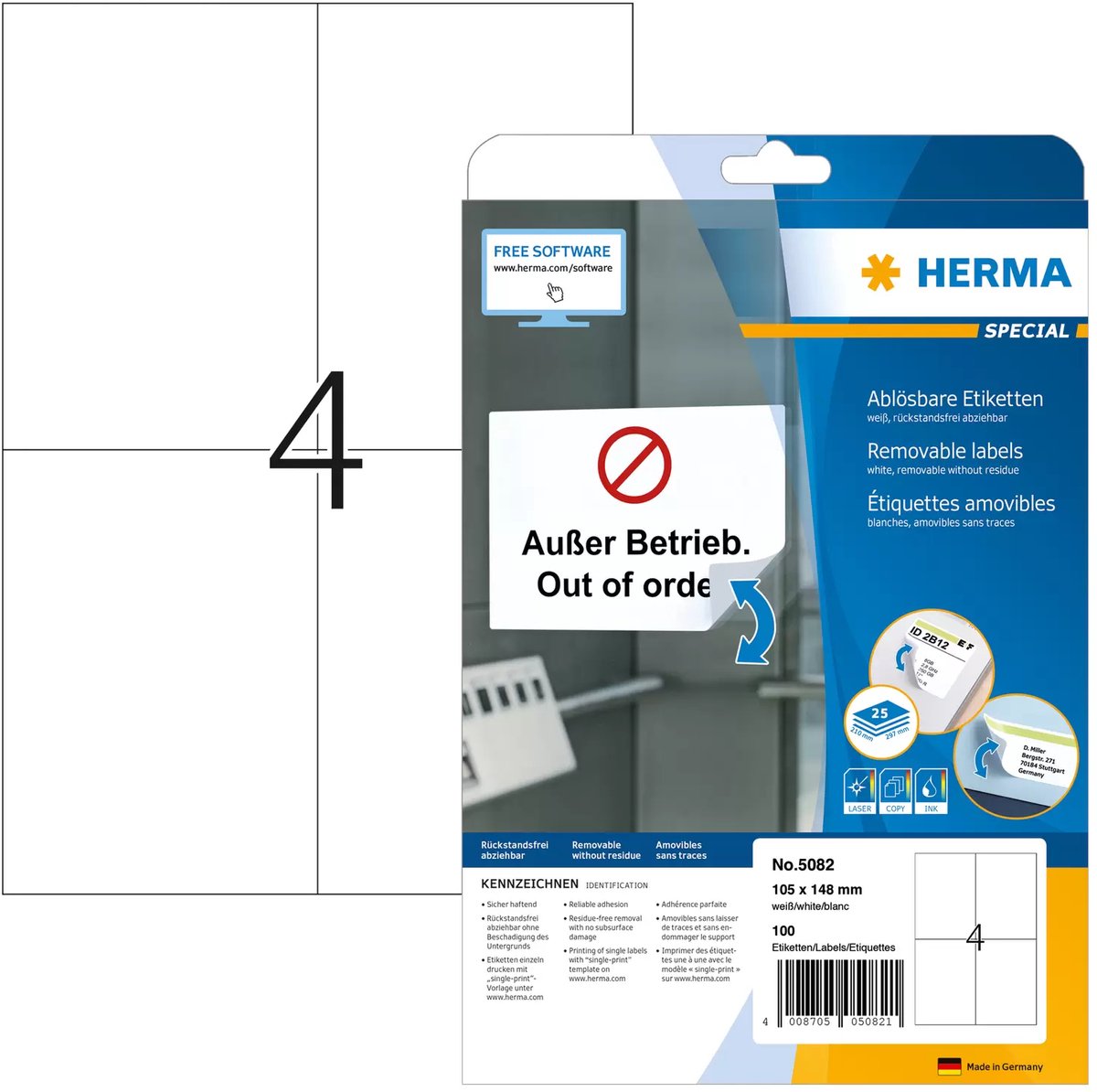 Merkloos sans marque herma labels white 105x148 removable superprint 100 pcs.