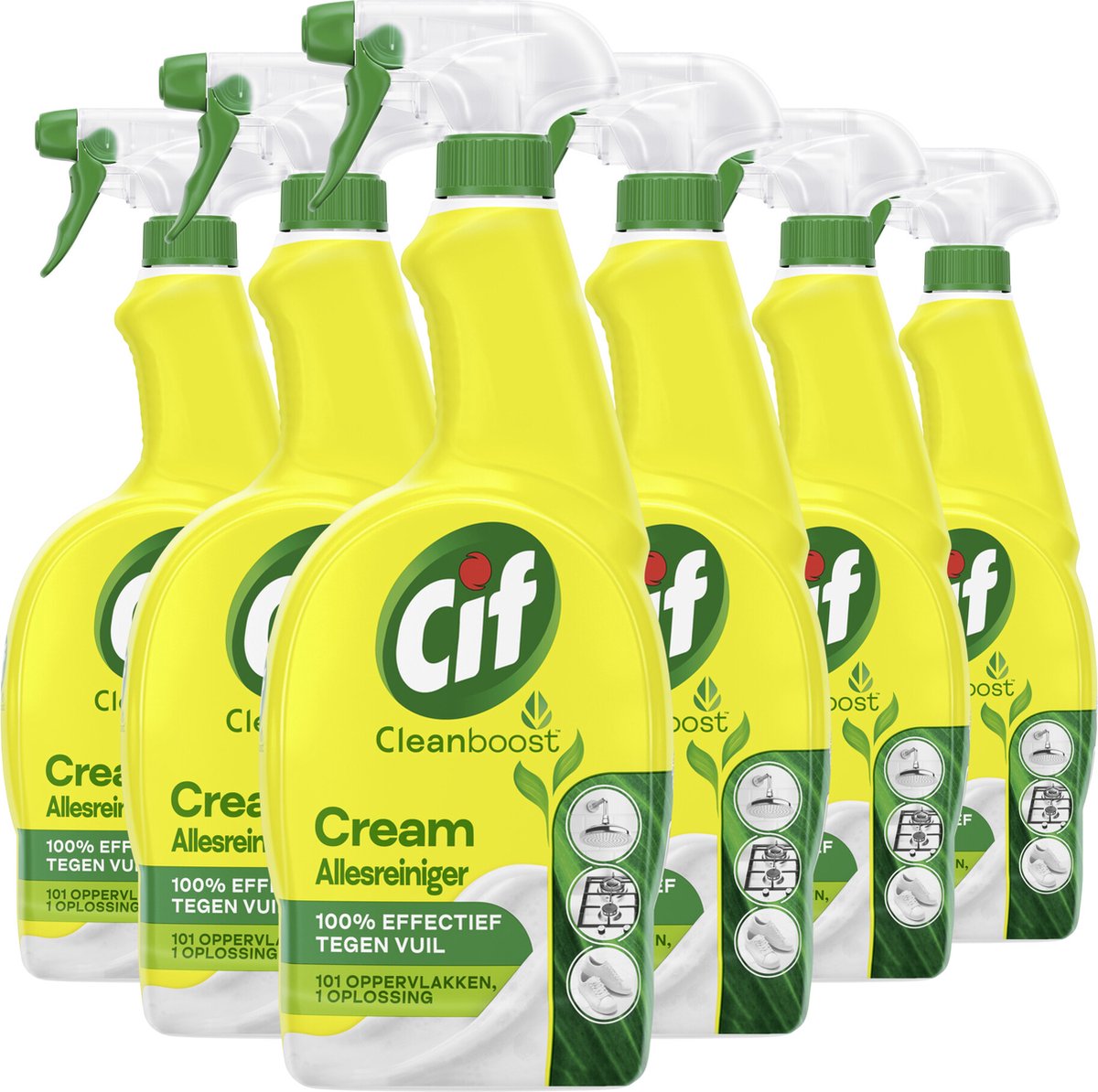 Cif - cleanboost - allesreiniger spray - cream - 6 flessen x 700 ml - voordeelverpakking