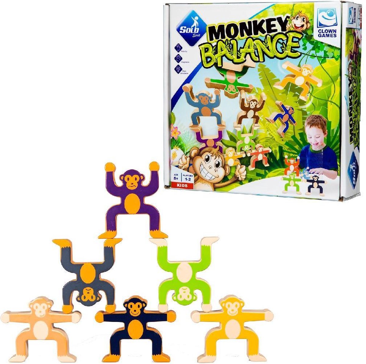Clownspellen aap balans balansspel