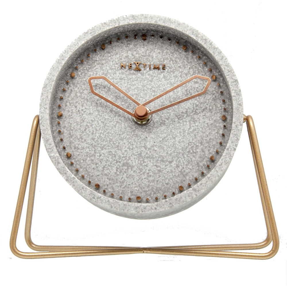 Nextime cross table – tafelklok – 17.5 × 15.5 × 5 cm – polyresin – grijs