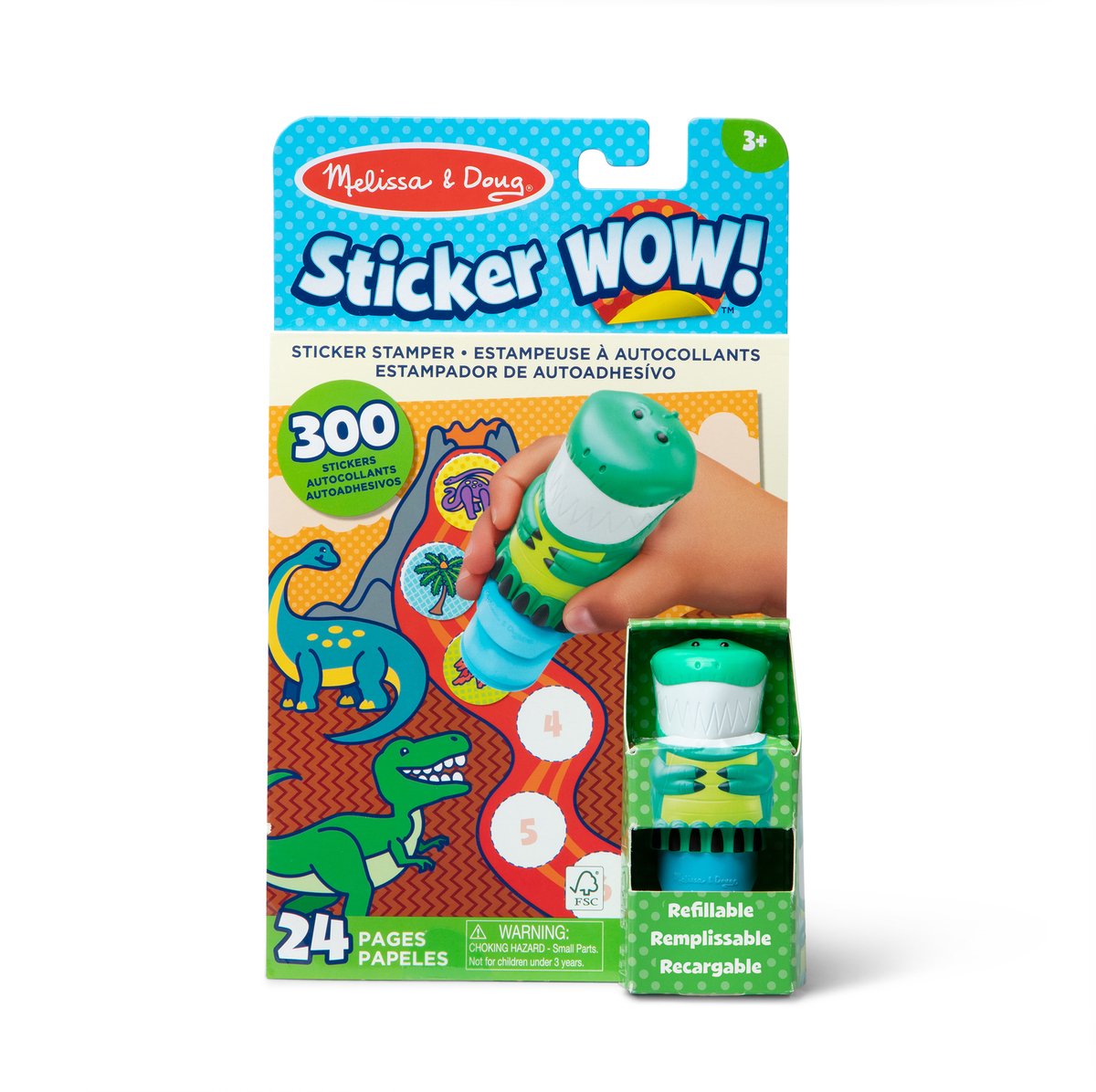 Melissa doug - water wow! activiteitenboek - met stickerstempel dino