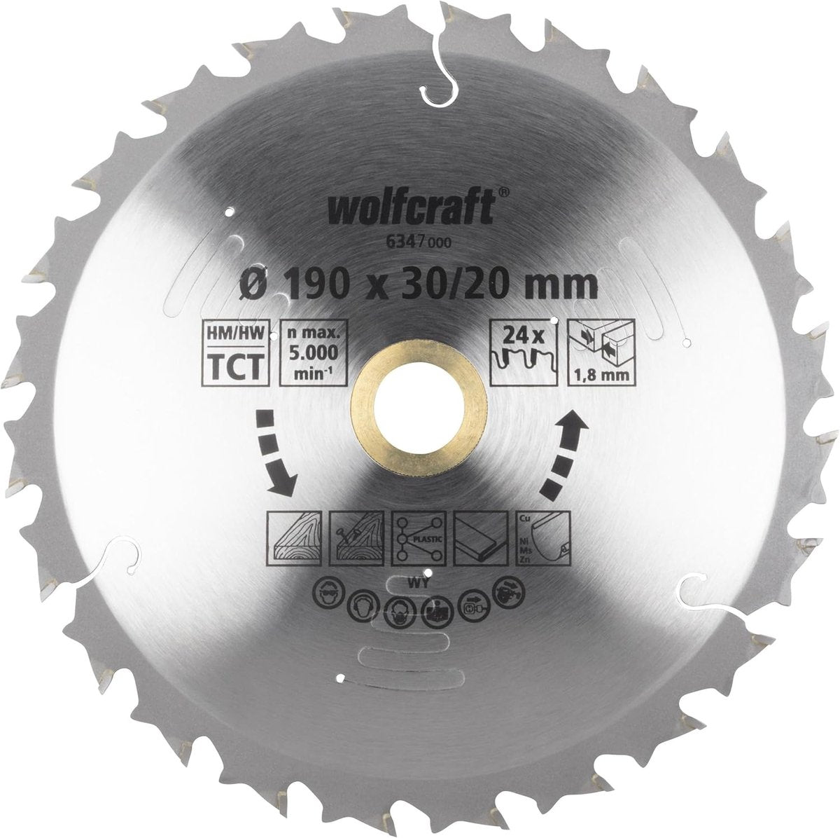 Wolfcraft - cirkelzaagblad 190mm - 24 tanden - voor accu handcirkelzaag - serie lila - 6347000