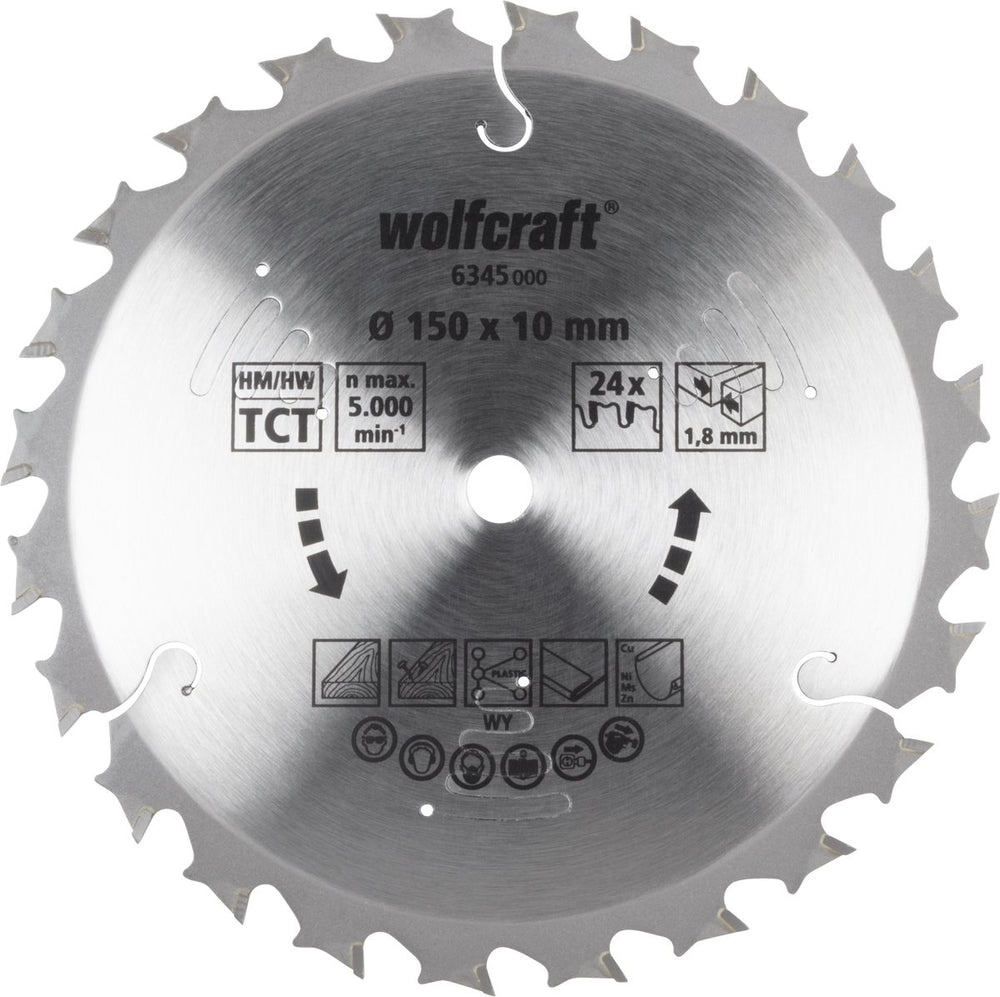 Wolfcraft - cirkelzaagblad 150x10mm - 24 tanden - voor accu handcirkelzaag - serie lila - 6345000