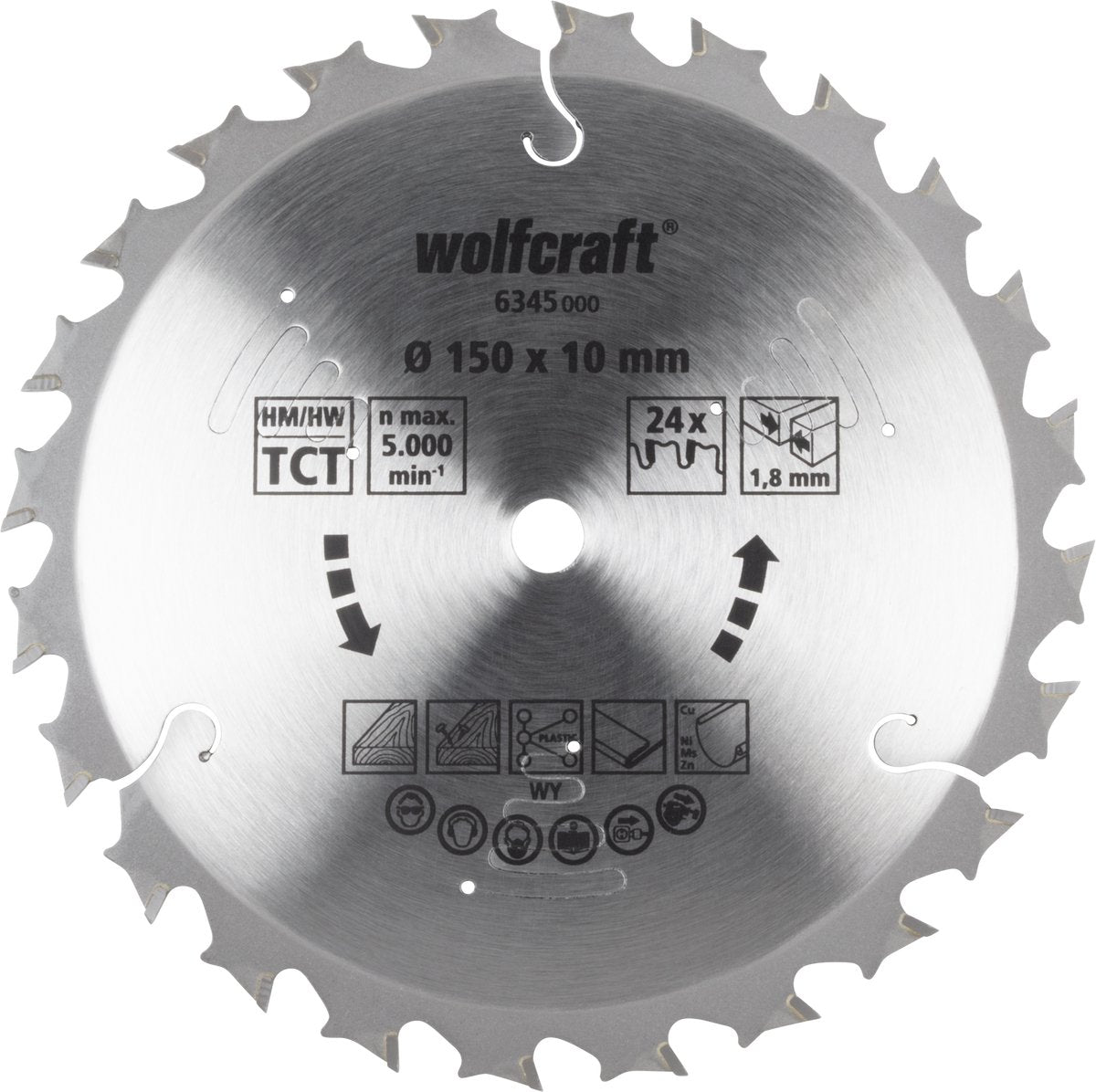 Wolfcraft - cirkelzaagblad 150x10mm - 24 tanden - voor accu handcirkelzaag - serie lila - 6345000