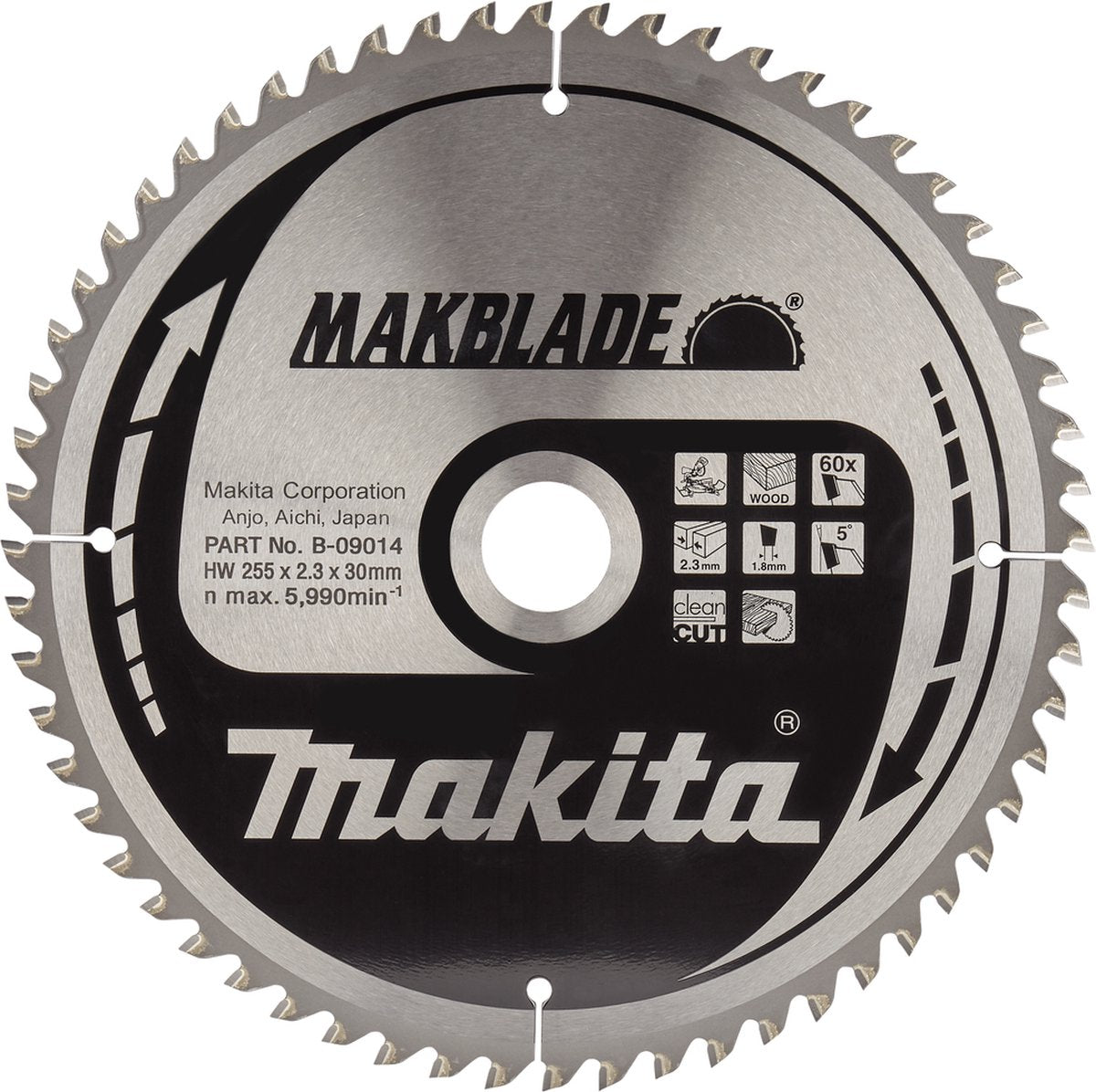 Makita b-09014 | afkortzaagblad | hout | makblaee | 255x30x2.3 | 60t | 5g
