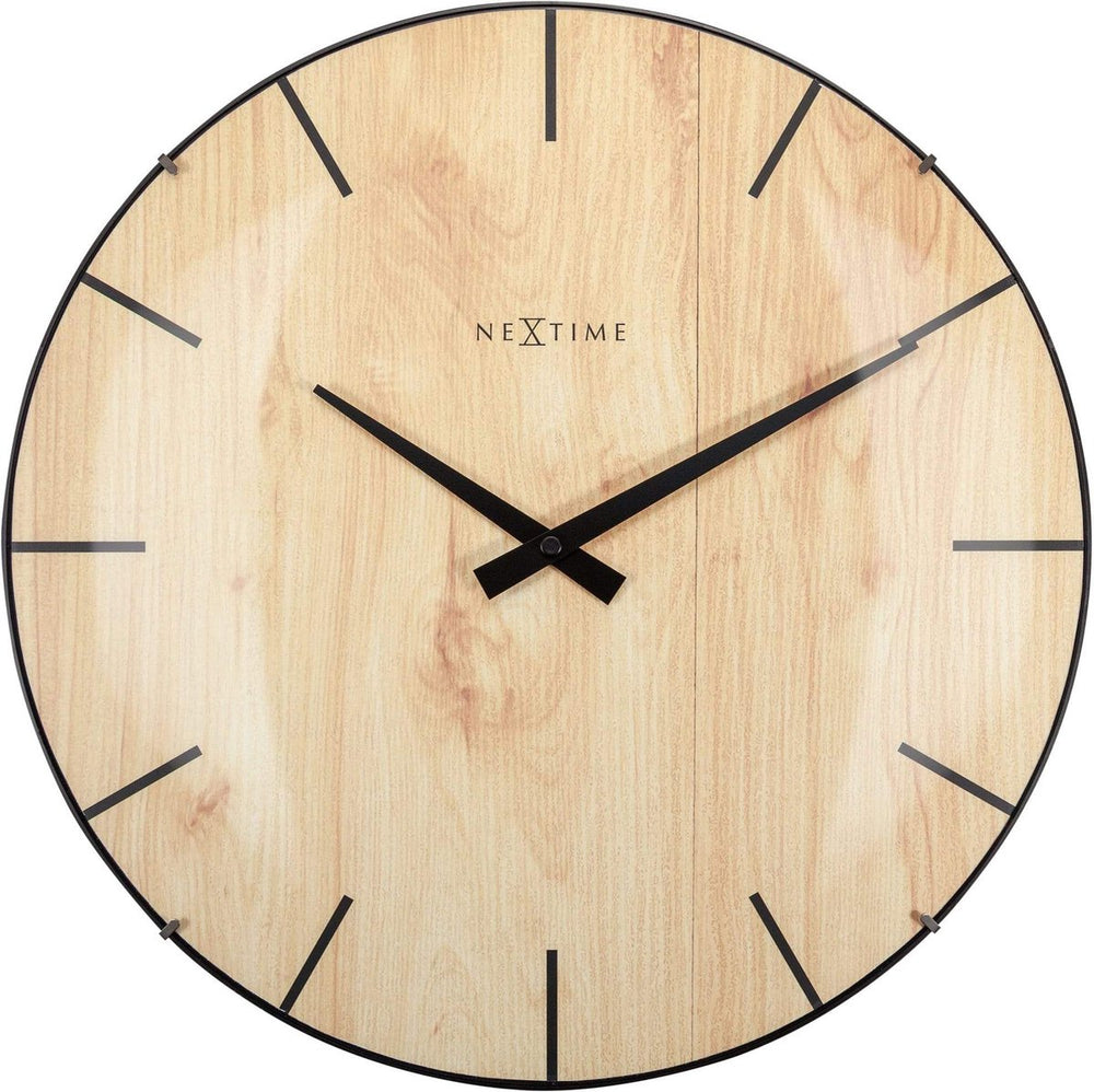 Nextime ne-3249 wandklok rand-hout-koepel dia 35cm kunststof licht bruin