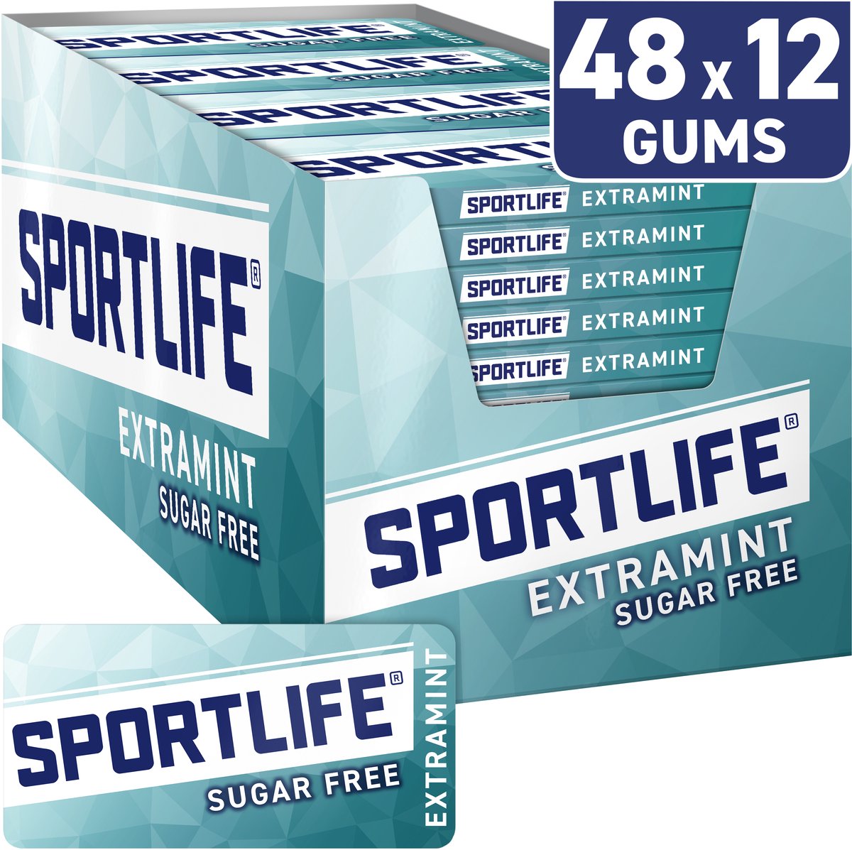 Sportlife extramint kauwgom - showdoos - doos 48 pakjes - 48x18g