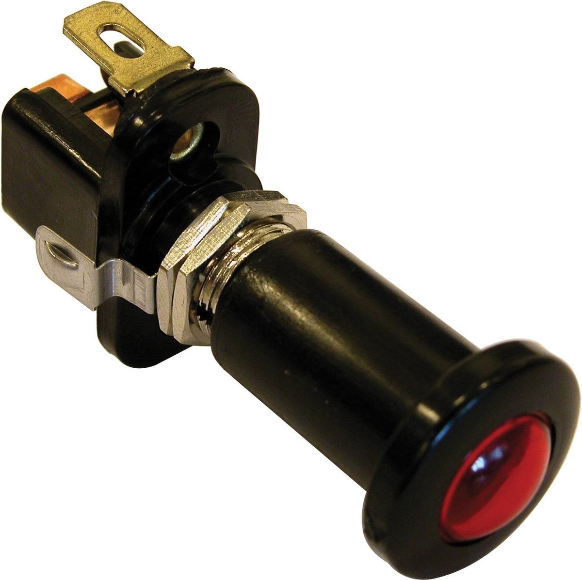 Carpoint trekschakelaar met rode indicator – 12v inbouwschakelaar – verlichte trekschakelaar – compact design – zwart