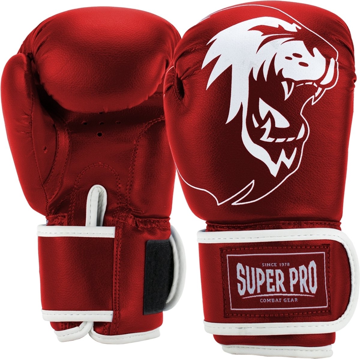 Super pro combat gear talent (kick)bokshandschoenen rood wit 8oz