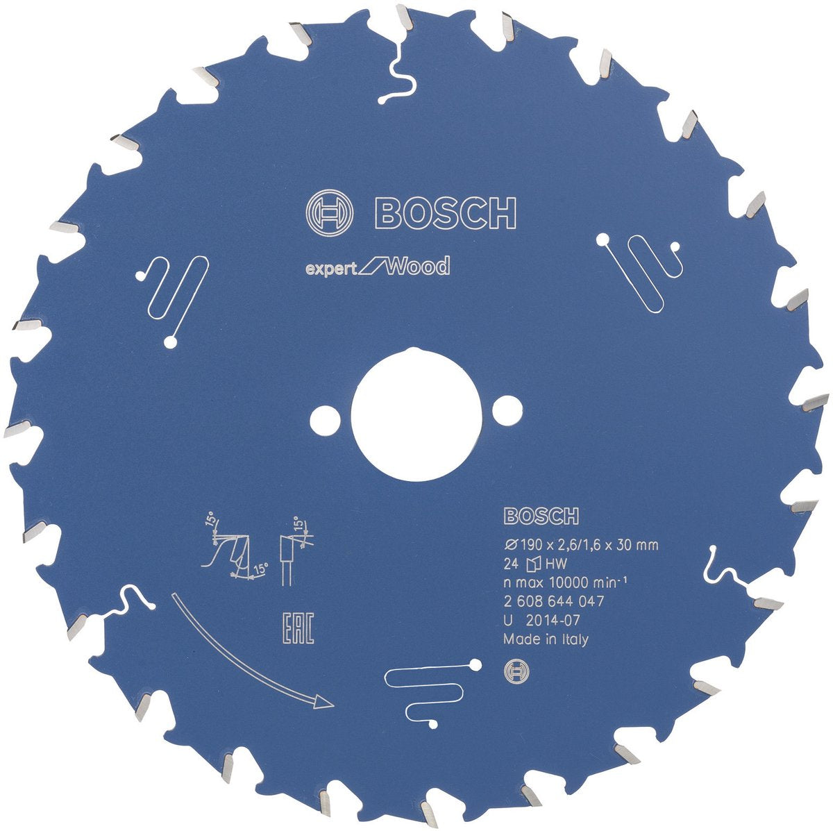 Bosch 2608644047 cirkelzaagblad expert voor hout 190x30 - 24 tanden