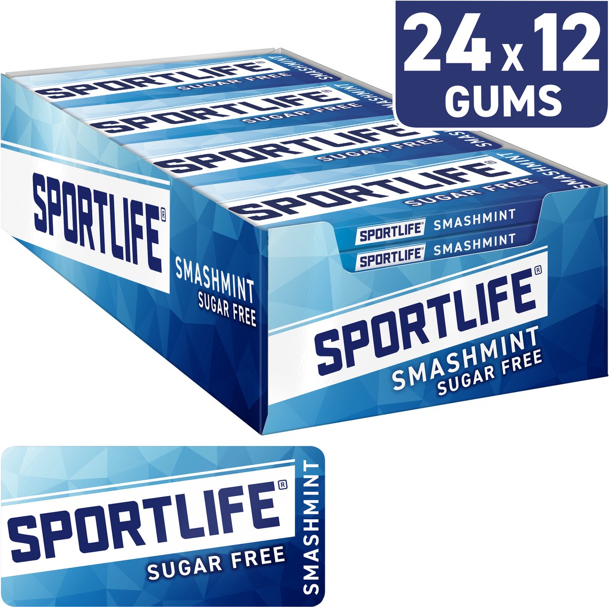 Sportlife smashmint kauwgom doos - 24 pakjes - 24x18g