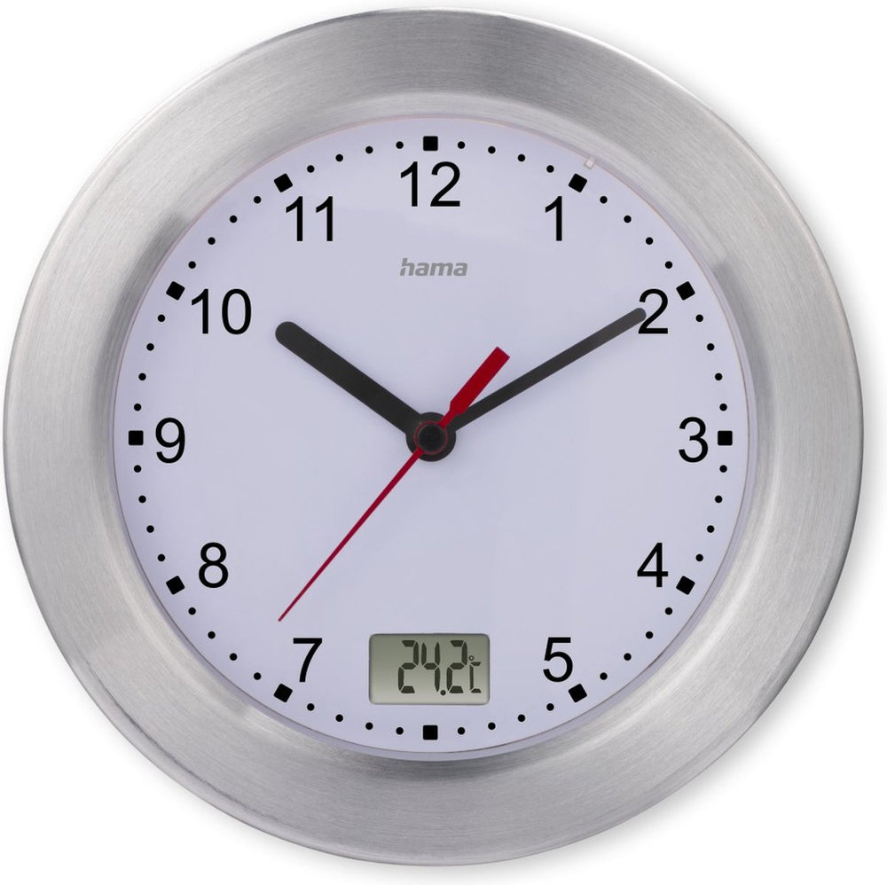 Hama badkamerklok- mauritius- wandklok - thermometer- aluminium