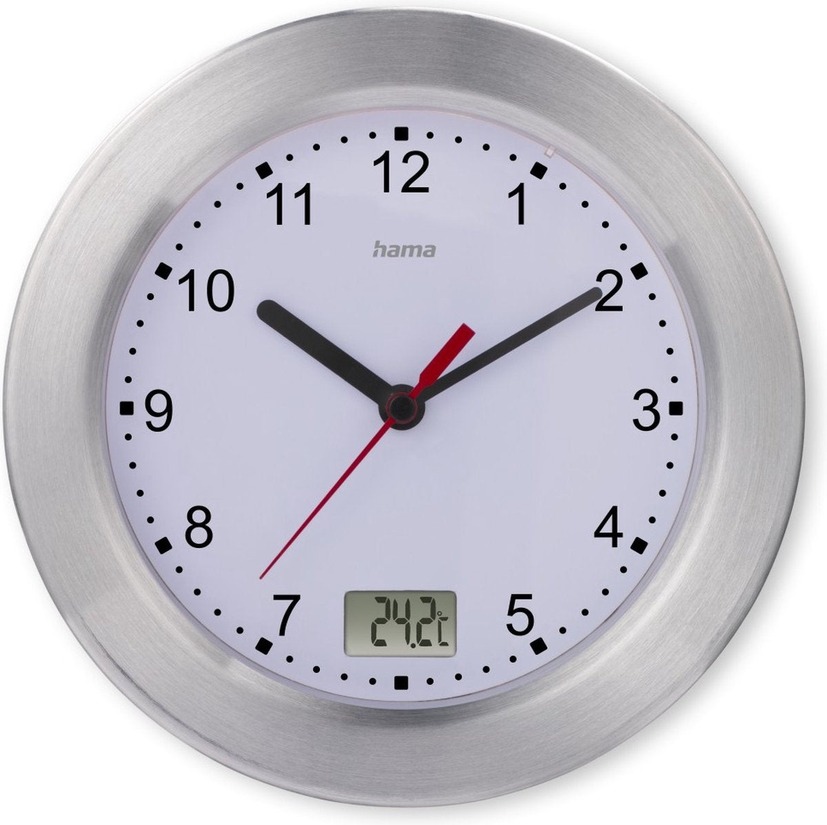 Hama badkamerklok- mauritius- wandklok - thermometer- aluminium